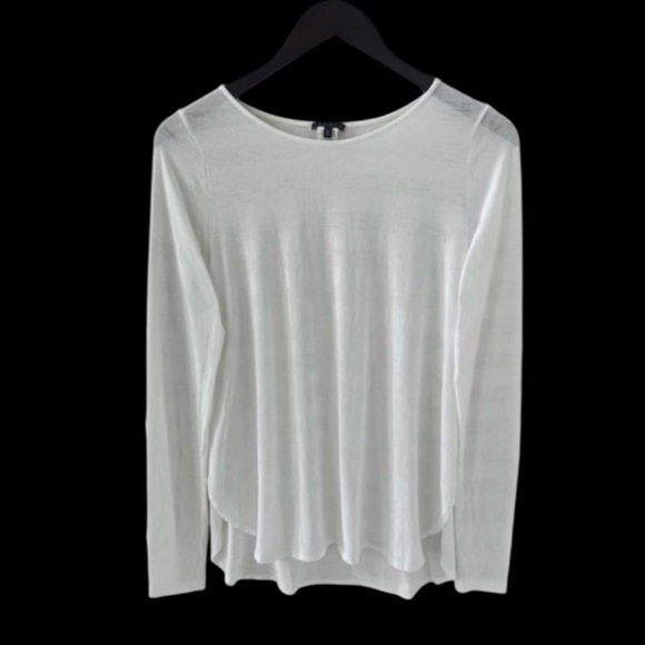 Theory White Side Snap Long Sleeve Tee Size Small - Picture 2 of 9